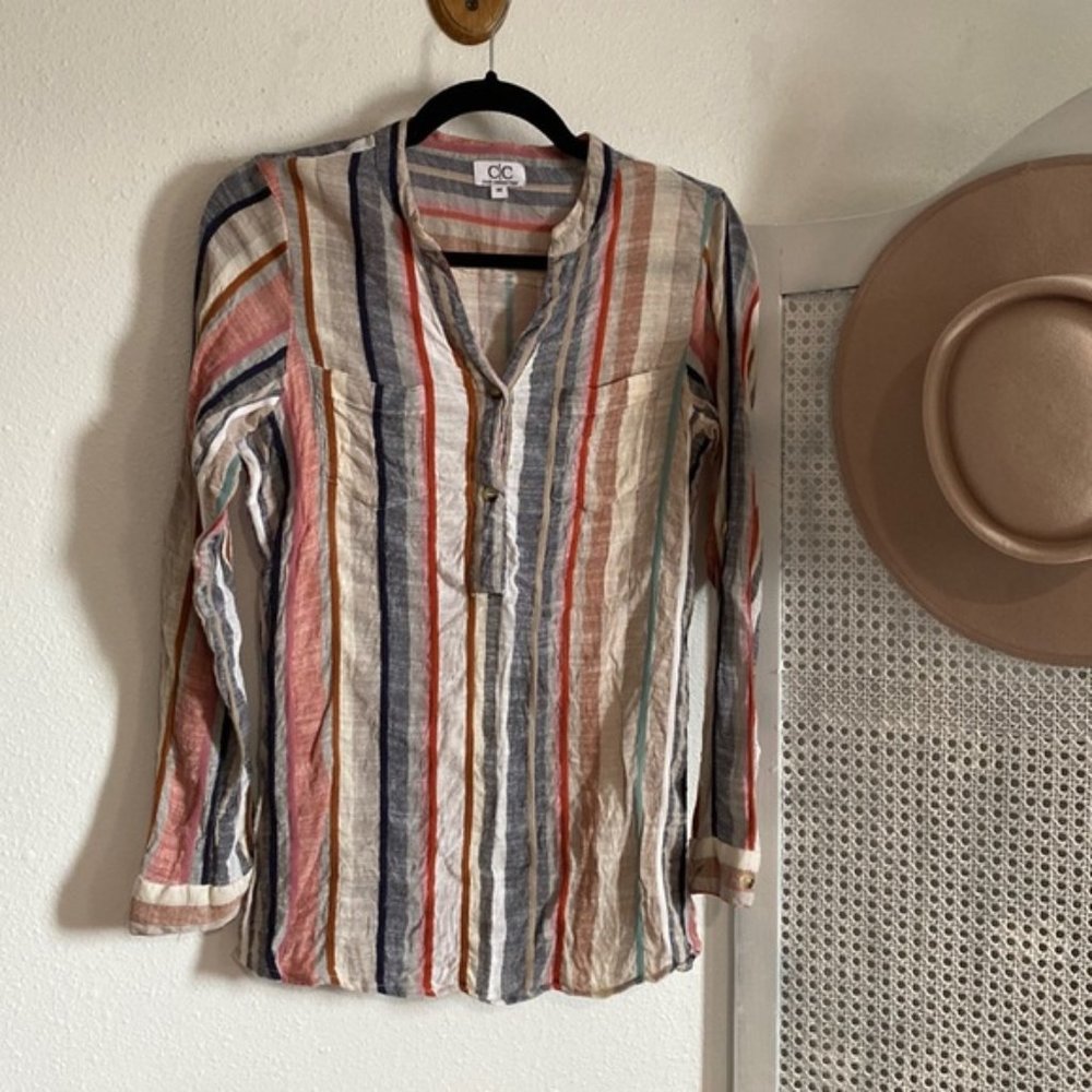 👑 Chic connection stripes tunic blouse cotton